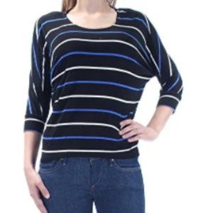 Maison Jules Womens Striped Dolman Sleeves Casual Top